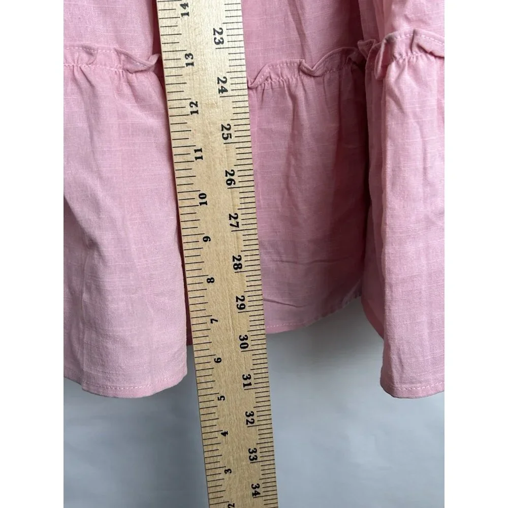 ZESICA V NECK SLEEVELESS TIE SHOULDER RUFFLE SWING SHORT SUNDRESSES PINK LARGE - Picture 6 of 8